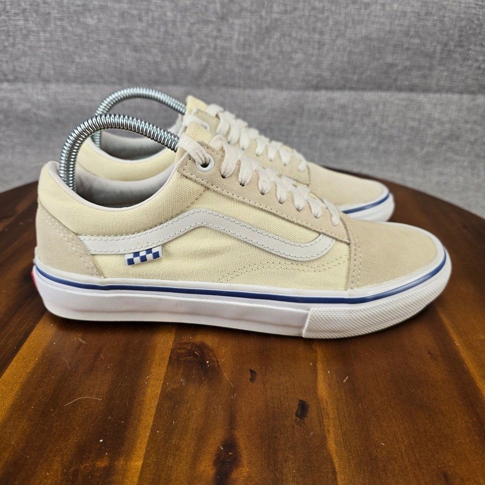 Vans Skate Old Skool Off White Cream Suede Canvas PopCush Mens 6.5 Sneakers